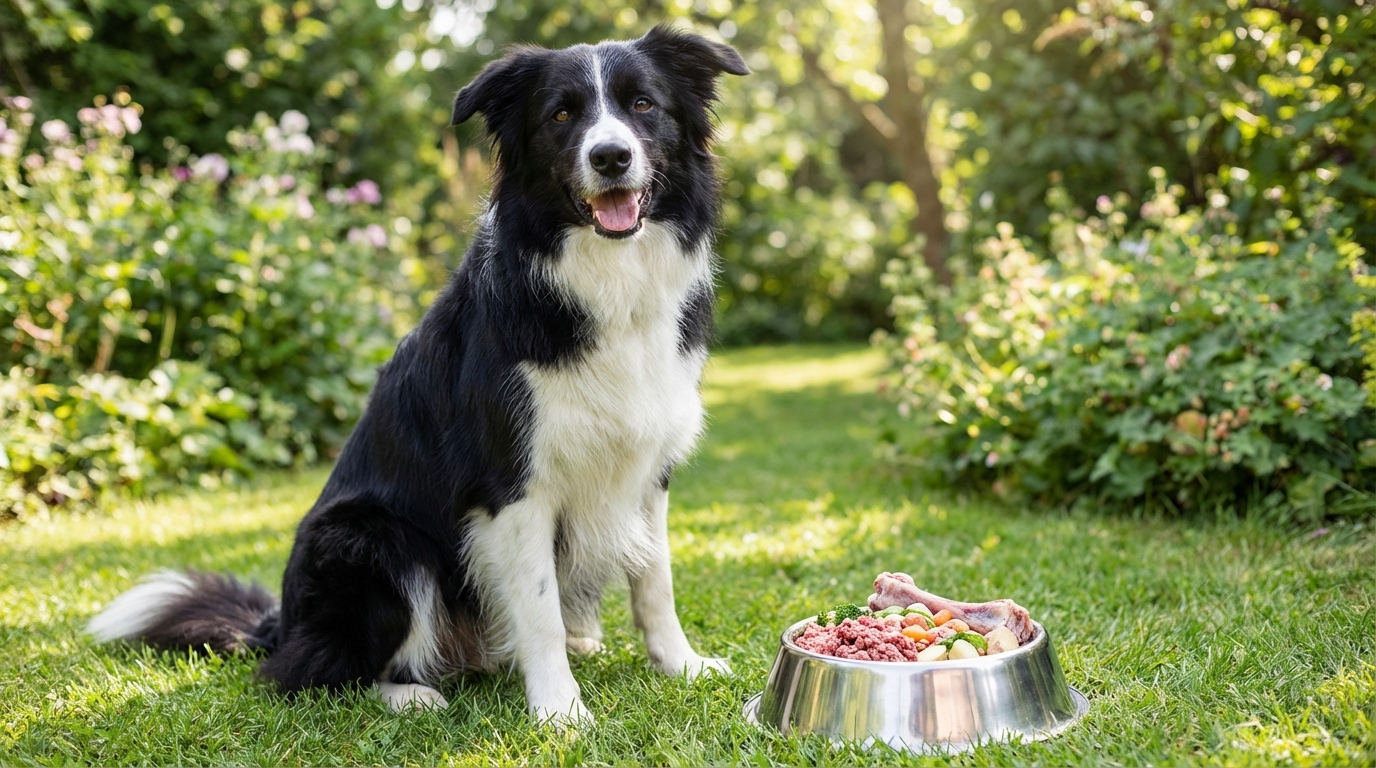 Happy dog transitioning to raw food diet